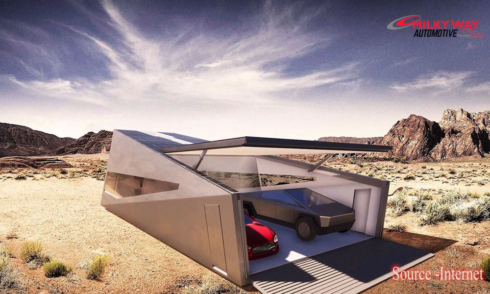 Cybertruck ကားတွေအတွက် နည်းပညာမြင့် ( Cybunker ) အမည်ရှိတဲ့ လျှပ်စစ်ကားဂိုဒေါင်